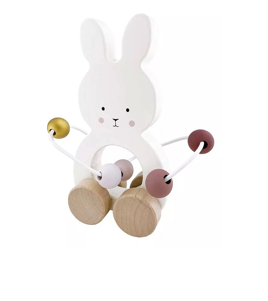 Jouet à tirer lapin avec boulier