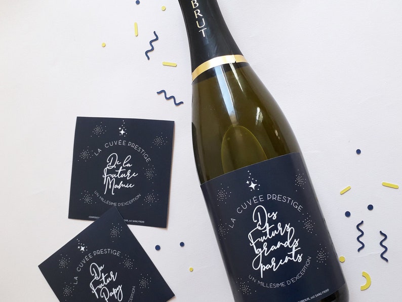 Étiquette Champagne annonce grossesse BÉBÉ EST EN ROUTE | Estrela Design