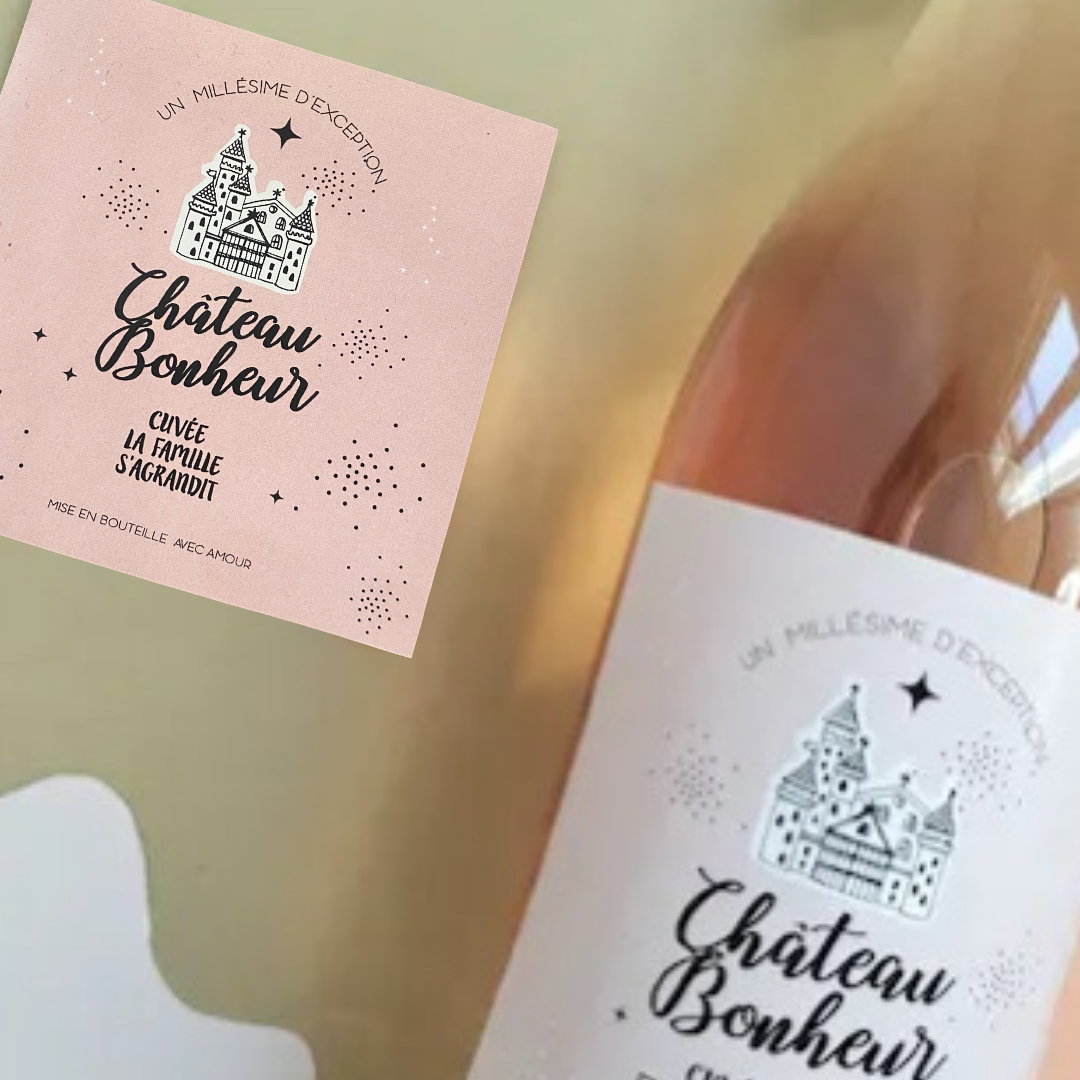 Étiquette bouteille rosé annonce de grossesse originale
